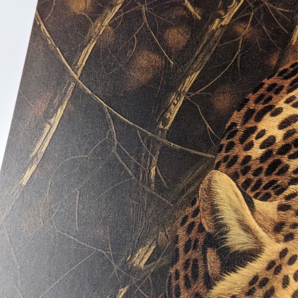 Andrew Bone NWOT African Mystique leopard art print brown black signed - Picture 6 of 9